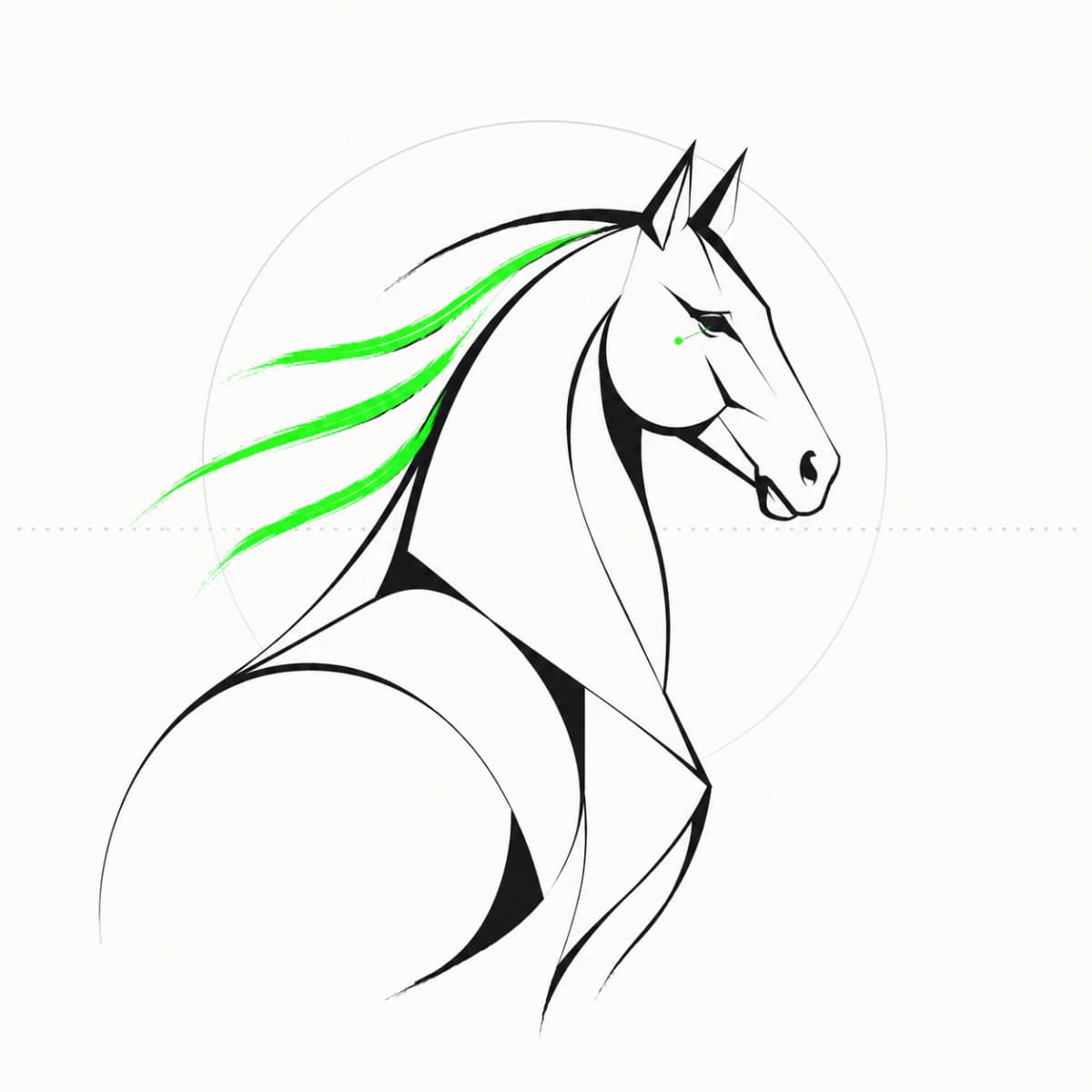 Ilustración lineal del Caballo de Fuego con señal de Aries