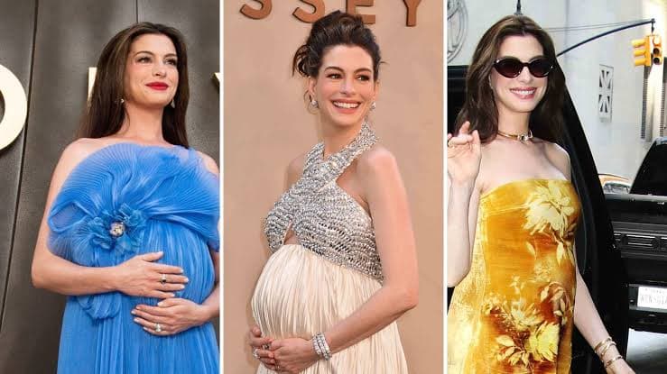 Anne Hathaway rompe las reglas de la moda premamá y presume su embarazo con un atrevido look