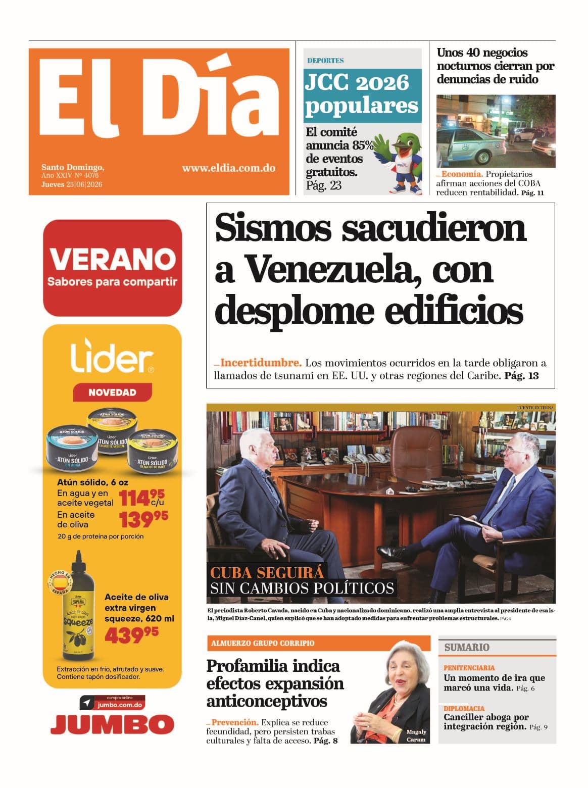 Edición impresa 25 de junio 2026