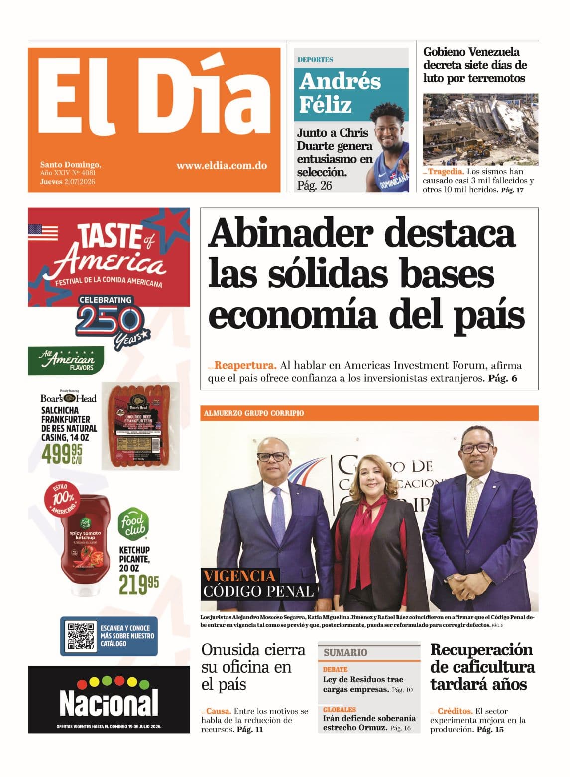 Edición impresa 02 de julio 2026