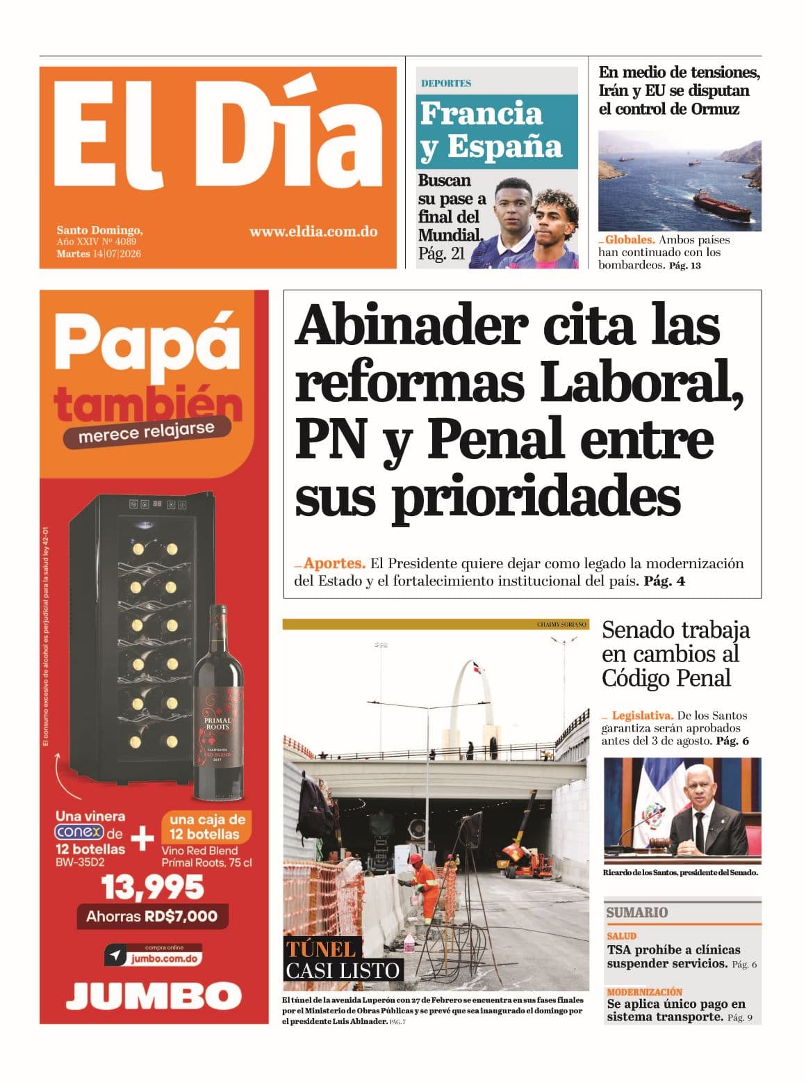 Edición impresa 14 de julio 2026