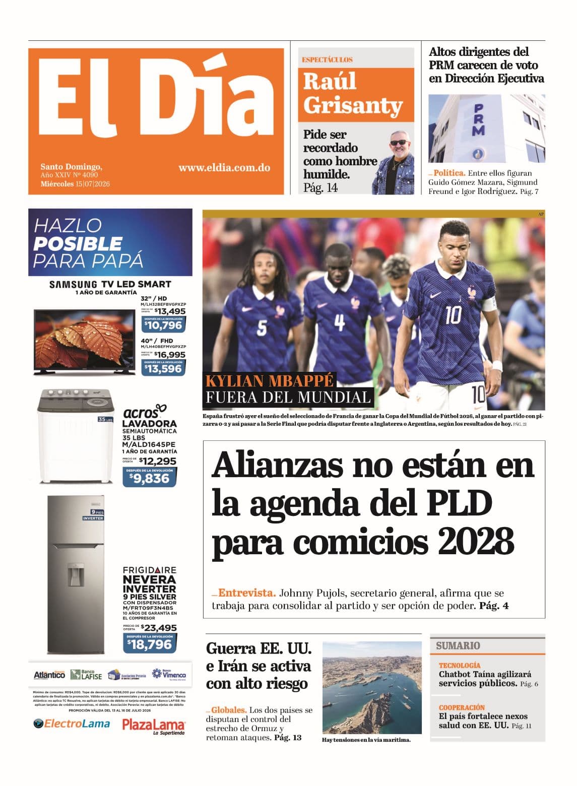 Edición impresa 15 de julio 2026