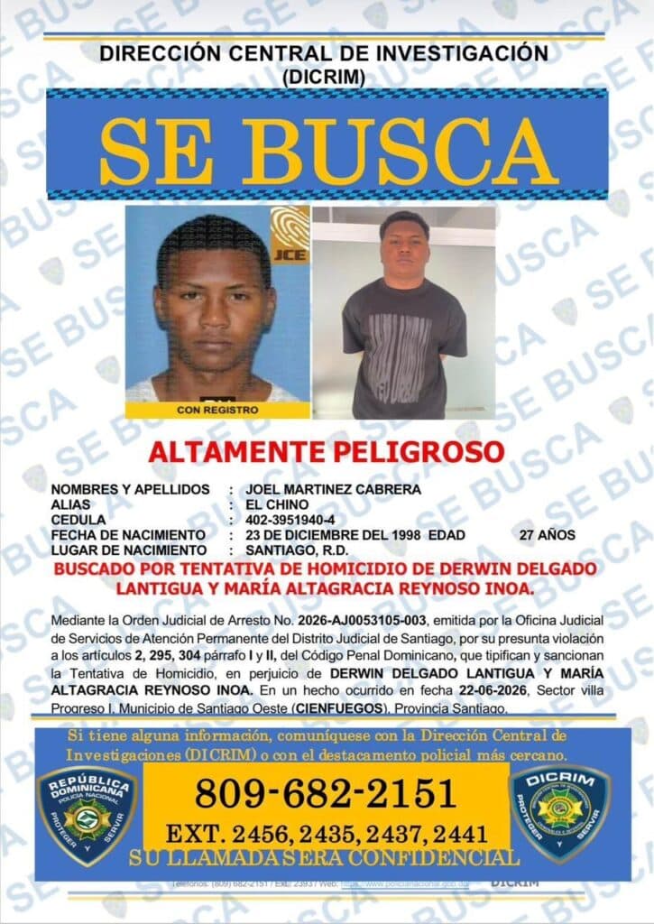 Policía intensifica búsqueda de “Willi”, y “El Chino”, acusados de homicidio en Santiago