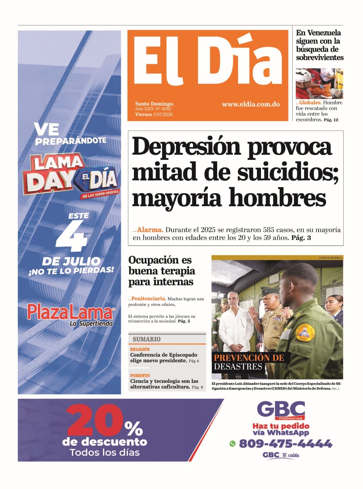 Edición impresa 03 de julio 2026