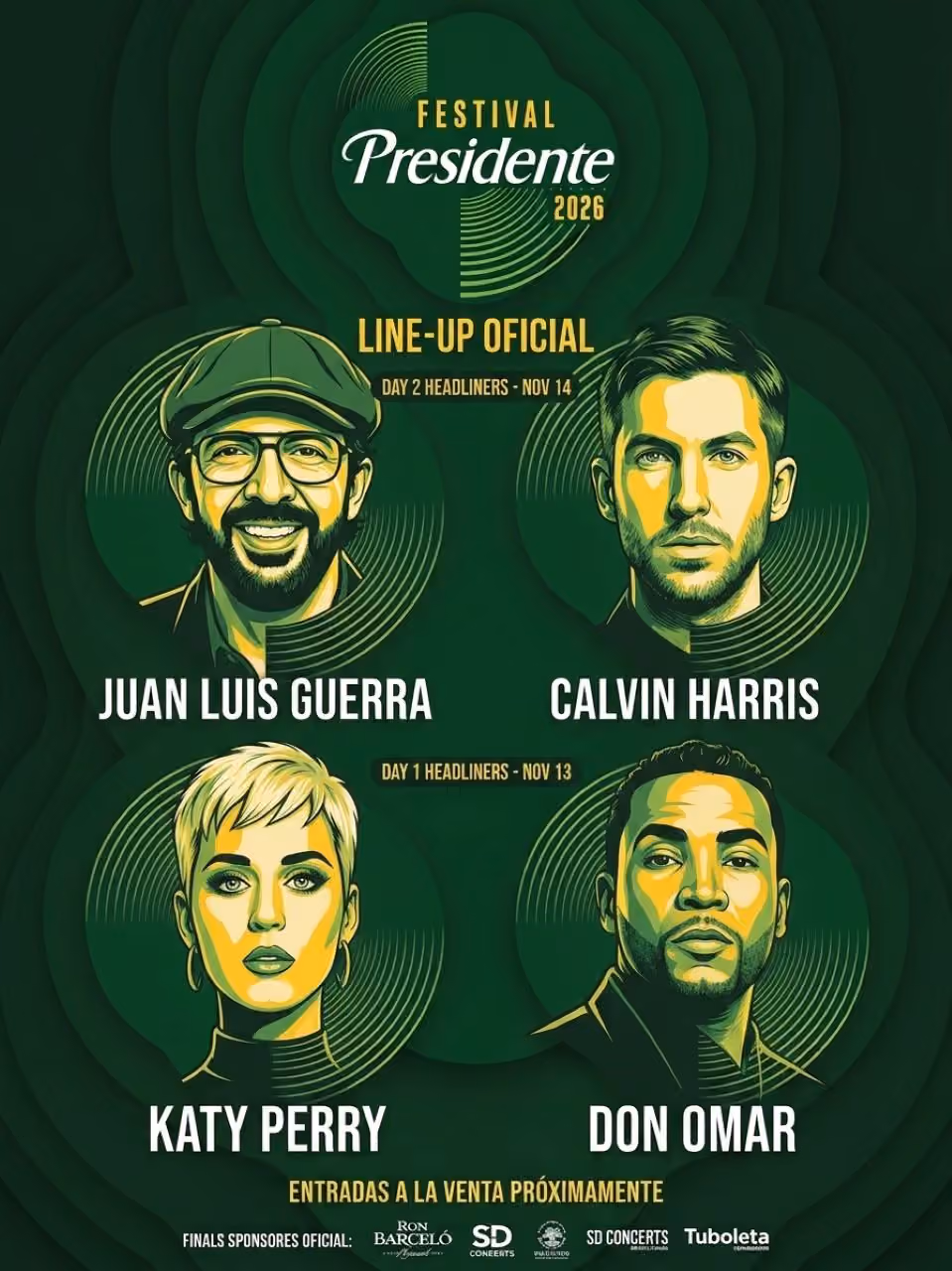 Cartelera por día y precios del Festival Presidente 2026