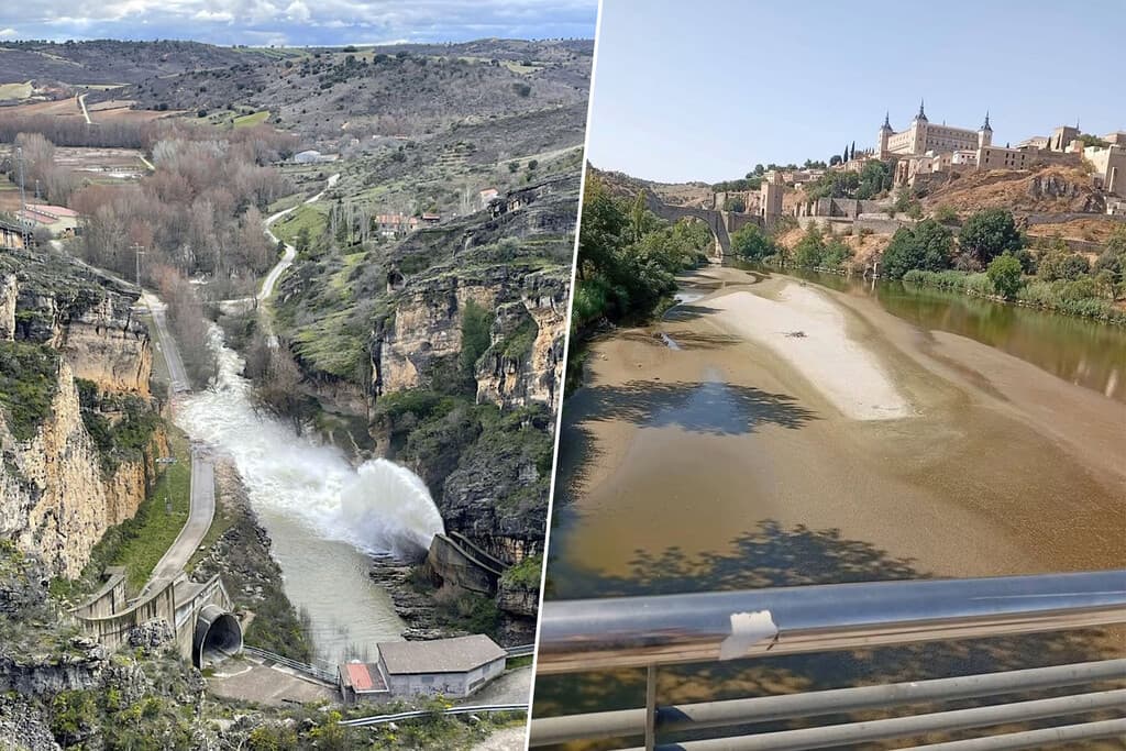 Hace un año, el Tajo marcó un caudal máximo histórico. Este verano se puede cruzar a pie en Toledo