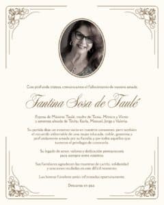 Fallece Fantina Sosa de Taulé, madre de la comunicadora Tania Báez
